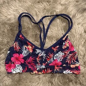 PINK Victoria's Secret Floral Print Bralette - Navy and Pink